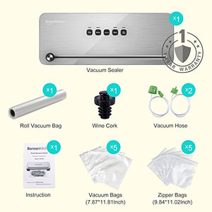 Macchina Sottovuoto per Alimenti Bonsenkitchen, Sigillatore Nero 01 - Ilgrandebazar
