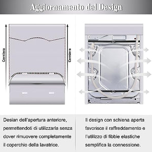 Coprilavatrice da Esterno Impermeabile, Coprilavatrice da Interno Spesso Argentato, Copri Lavatrice Esterni con Apertura Anteriore, Copri Asciugatrice da Esterno Protezione Solare, 60 * 64 * 85 CM