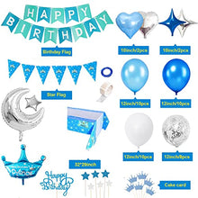 Carica l'immagine nel visualizzatore di Gallery, Palloncini Compleanno Ragazzo, TOLOYE Decorazioni Compleanno, Happy Birthday Banner, Blu Palloncini con Coriandoli con Lettere,Tovaglia per Ragazzo, Baby Shower,Compleanno, Decorazioni per Feste