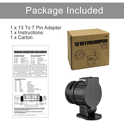 JVJ Cavo Adattatore Da 7 A 13 Poli A Spirale 3m Per Rimorchio E Roulotte - 12V, Universale Per Auto E Camper