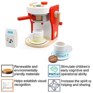 PL Macchina Caffe Cucina Giocattolo Legno per Bambini Caffettiera Giochi...