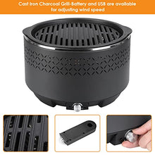 Carica l&#39;immagine nel visualizzatore di Gallery, Barbecue a Carbone, Barbecue a Carbonella Senza Fumo, Grill da Tavolo, Barbecue Portatile Ø 34 x 22 cm, con Ventilatore Incorporato, Porta USB e Borsa per Il Trasporto, per Balcone, Campeggio, Picnic