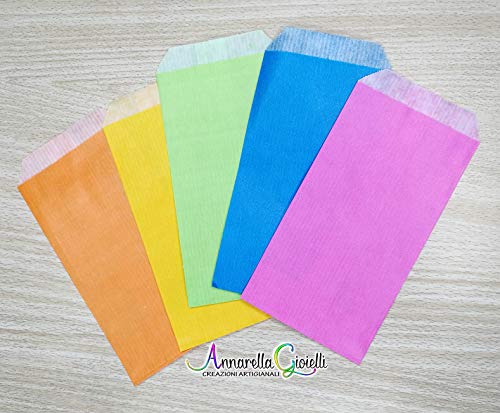 50 pezzi Sacchetti carta mix color, 7x13 centimetri, confettata, rosa, blu,... - Ilgrandebazar