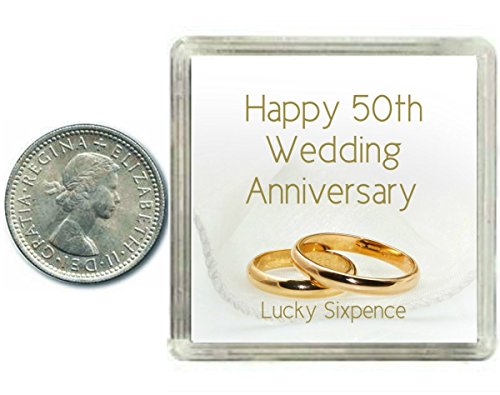 Oaktree Gifts - Portafortuna 6 pence in argento per 50° anniversario di... - Ilgrandebazar