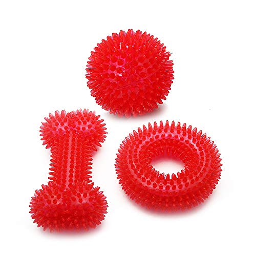 PET SPPTIES Squeak per aggressivi Chewers Giocattolo da Denti 3PCS Red