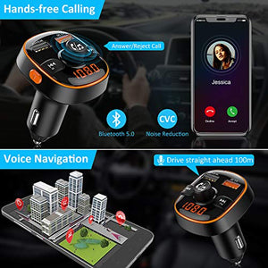 Zealife Bovon Trasmettitore Bluetooth per Auto, 7 Colori Controluce con Modalità...