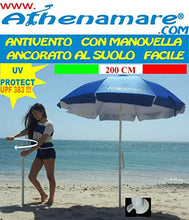 Carica l&#39;immagine nel visualizzatore di Gallery, Ombrellone da Spiaggia Antivento ,resistente al vento con il suo sistema Blu