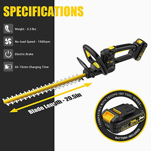 TECCPO Tagliasiepi, Tagliasiepi a Batteria Litio 18V 2.0Ah, 520mm Lama...