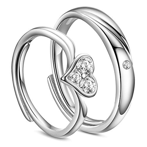 SHEGRACE Coppia di Anelli in Argento Sterling 925 con Zirconi 3A, Anello A4 - Ilgrandebazar
