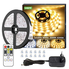 Carica l'immagine nel visualizzatore di Gallery, Lepro 10M Striscia LED Dimmerabile, 3000K-6000K (Bianco Caldo a Freddo) Strisce LED Autoadesive, 3 Modalità, 600 LED SMD 2835, 12V Striscia Luminosa LED Flessibile per Decorazione Interna Casa Festa