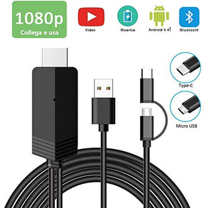 Weton Cavo MHL con Micro USB e Type C, 2 in 1 Adattatore a HDMI 1080P 2M con...