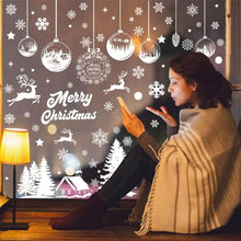 Carica l&#39;immagine nel visualizzatore di Gallery, Aonveki Vetrofanie Natalizie per Finestre, 11 Fogli Adesivi Natalizi per Finestre, Natale Vetrofanie Addobbi Natale Adesivi Rimovibile, Vetrofanie Fiocchi di Neve e Alci per Decorazioni Natalizie