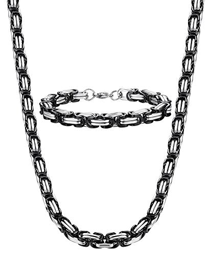 Sailimue Gioielli in Acciaio Inossidabile 8MM Collana Bracciale Set per Uomo...