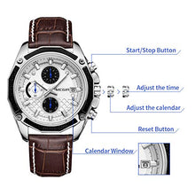 Carica l'immagine nel visualizzatore di Gallery, Orologio Cronografo da Uomo Movimento al Quarzo Moda Sportivo Watch Marrone - Ilgrandebazar