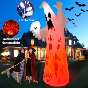 Danxilu Fantasma Gonfiabile di Halloween da 8 Piedi con Lampada a Fiamma Decorazioni Spettrali all'aperto di Halloween, Fantasma Inquietante Esploso Illuminato per Portico del Prato del Giardino