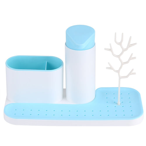 Fdit Lavandino di plastica Scaffale Organizzatore Sapone Spugna Scarico Blue - Ilgrandebazar