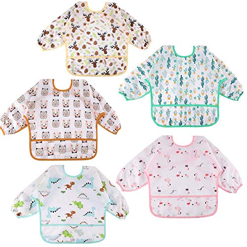 Lictin 5 pezzi Bavaglino a Manica Lunga - Impermeabile Unisex per M - Ilgrandebazar