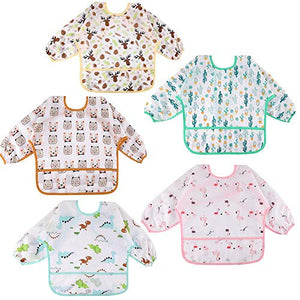 Lictin 5 pezzi Bavaglino a Manica Lunga - Impermeabile Unisex per M - Ilgrandebazar