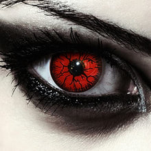 Carica l'immagine nel visualizzatore di Gallery, DESIGNLENSES, Lenti a contatto giornaliere colorate rosse per costume di Halloween da zombie, senza gradazione, 1 paio (2 pezzi), lentes vampiro twilight cosplay