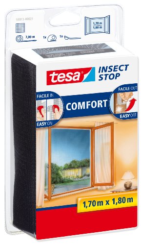 Tesa 55915-00021-00 Zanzariera per Finestra, qualità Comfort, 1,70 x 1,80 m,...