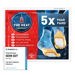 THE HEAT COMPANY Scaldapiedi - 5 paia - EXTRA CALDO - adesivo - Scaldini per piedi - 8 ore piedi caldi - pronti all'uso - autoriscaldante - puro naturale - per tutte le taglie