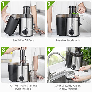Aicok Centrifuga, Estrattore di Succo a Freddo, Frutta e Argento - Ilgrandebazar