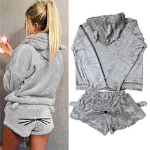 Carica l'immagine nel visualizzatore di Gallery, XingYue Direct 2 Pezzi Donne Pigiama Gatto Cute Girls Meow Sleepwear M, Gray