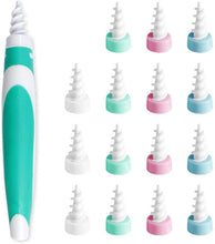 Carica l&#39;immagine nel visualizzatore di Gallery, Pulisci orecchie，Smart Ear Cleaner, 15 Teste in Silicone Sostituibili per Neonati Bambini e Tutta la Famiglia Igiene (Verde)