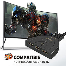 Carica l&#39;immagine nel visualizzatore di Gallery, HDMI Switch 4K, GANA 3 In 1 Uscita Splitter Commutatore Supporta...