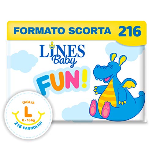 Lines Baby FUN! Large, 216 pannolini, taglia 4 (8-16 kg) L - Ilgrandebazar