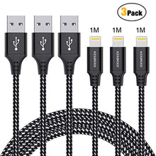 Carica l&#39;immagine nel visualizzatore di Gallery, IWAVION Cavo, 3 Pezzi 1M Nylon Intrecciato Cavo Phone USB di Nero - Ilgrandebazar