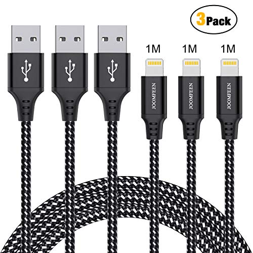 IWAVION Cavo, 3 Pezzi 1M Nylon Intrecciato Cavo Phone USB di Nero - Ilgrandebazar