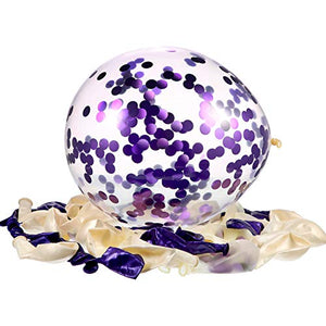 50 Pezzi 12 Pollici Palloncini in Lattice di Bianco, Viola - Ilgrandebazar