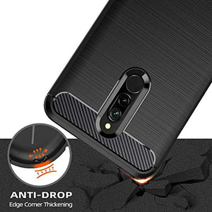 Peakally Cover Xiaomi Redmi 8, Fibra di Carbonio Morbido TPU Custodia Nero - Ilgrandebazar