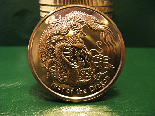 Anno del drago 1 oz tondi in rame .999 lingotti NUOVI freschi - Ilgrandebazar
