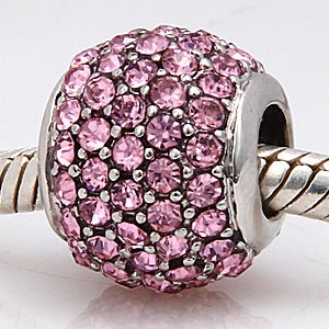 Andante-Stones 925 Argento Pavé Bead con zirconi scintillanti (Rosa)... - Ilgrandebazar