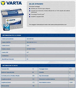 Varta 5604080543132 D24 Blue Dynamic Batteria Auto 12V 60Ah 540A