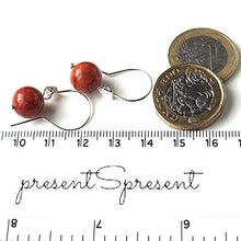 Carica l&#39;immagine nel visualizzatore di Gallery, Orecchini Pendenti in Argento 925 con Corallo Rosso 10mm