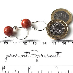 Orecchini Pendenti in Argento 925 con Corallo Rosso 10mm