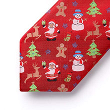 Carica l'immagine nel visualizzatore di Gallery, HISDERN Uomo Cravatta natalizia Tree Elk Snowman Babbo Natale Pattern Festa tessuta Cravatta e fazzoletto