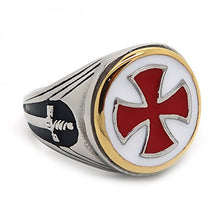 Carica l&#39;immagine nel visualizzatore di Gallery, BOBIJOO JEWELRY - Anello Uomo Templari Vintage Croce Rossa Spada di... - Ilgrandebazar