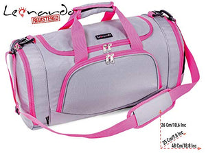 Leonardo - Borsa per lo sport Borsone Palestra Sportivo in Grigio/Rosa
