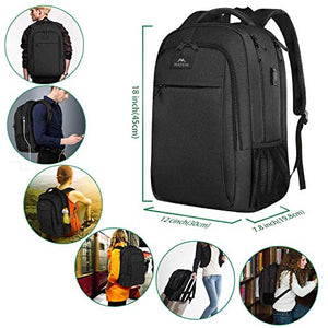 MATEIN Zaino Uomo Zaino per PC Portatile, 15.6 Pollici Zaino Porta PC con Caricatore USB Zaino da lavoro, Impermeabile Zaino per Laptop, Computer, Notebook, Viaggio Regalo Uomo & Donna - Nero