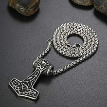 Carica l&#39;immagine nel visualizzatore di Gallery, Oidea Collana Catena con Pendente Ciondolo Martello di Thor in Argento - Ilgrandebazar