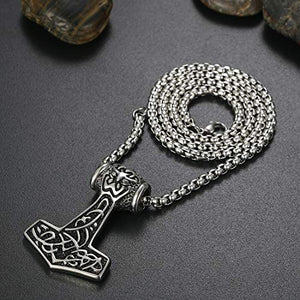 Oidea Collana Catena con Pendente Ciondolo Martello di Thor in Argento - Ilgrandebazar