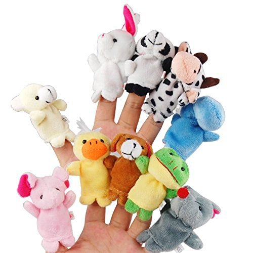 Xrten 10pcs Dito Cartoon Animal Finger, Dita Marionette Burattini in Morbido...