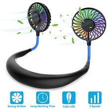 Carica l'immagine nel visualizzatore di Gallery, Ventilatore Portatile,Ventilatore Indossabile da Collo Nero Blu (Nuovo)