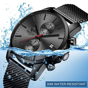 Orologi da uomo moda sport al quarzo analogico nero maglia acciaio... - Ilgrandebazar