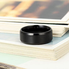 Carica l&#39;immagine nel visualizzatore di Gallery, Flongo 8mm Anello Acciaio Inossidabile Lucidato, Uomo Rotondo Nero - Ilgrandebazar