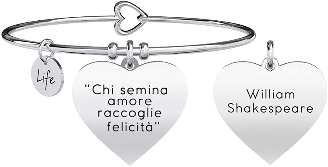 KIDULT Bracciale Donna Infinito - La Felicità è Il Tuo Sorriso - Ciondolo Cuore Con Cristallo